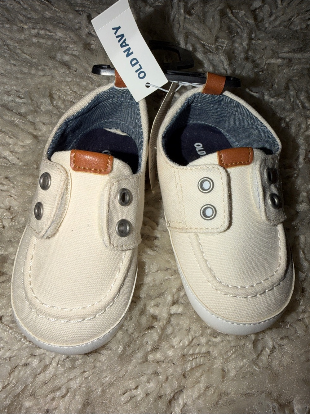 Old Navy Cream Canvas Slip-On Sneakers with Tan Accent